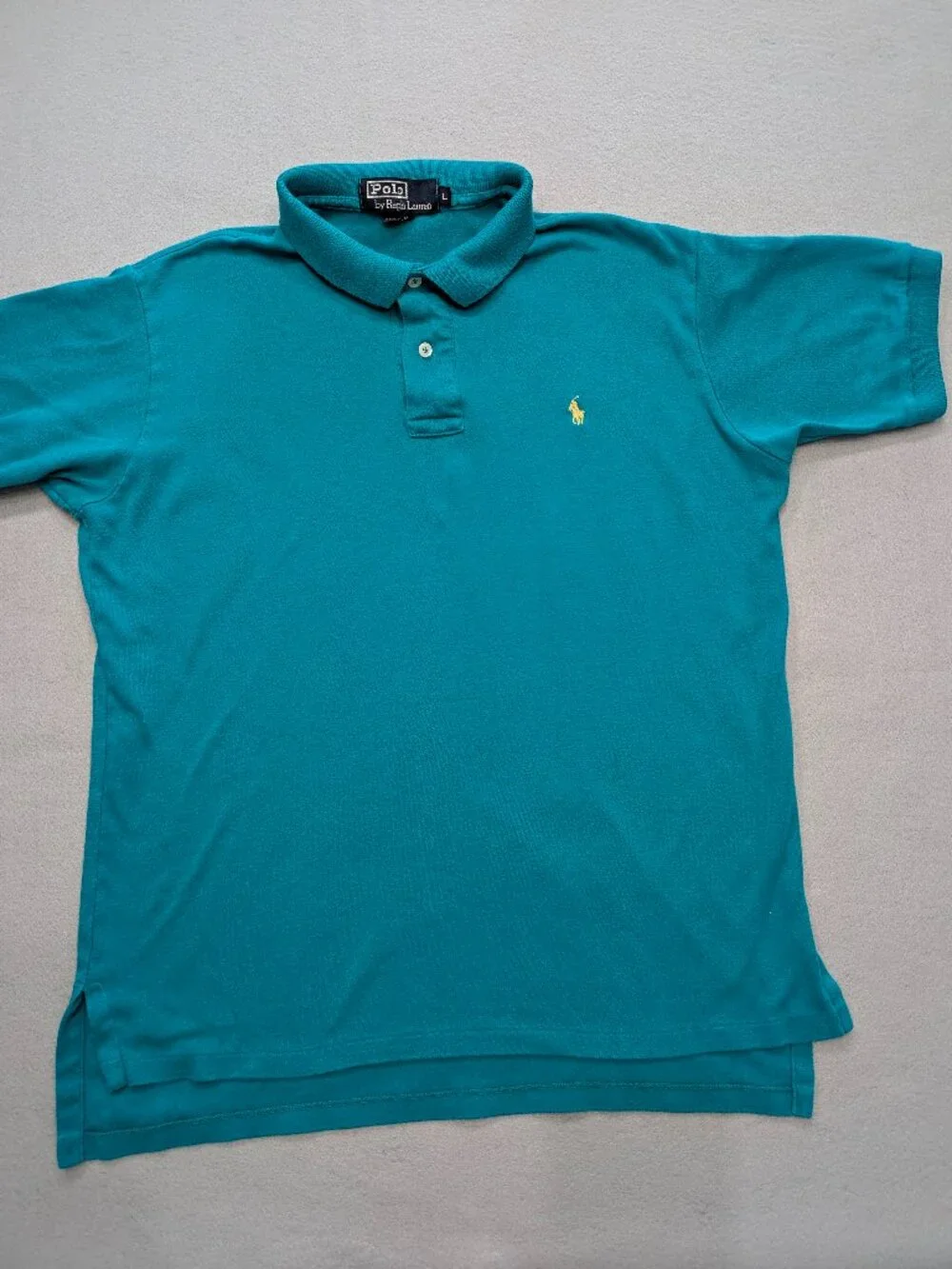 Vintage Polo Ralph Lauren Made in USA Teal Polo Shirt Mens L